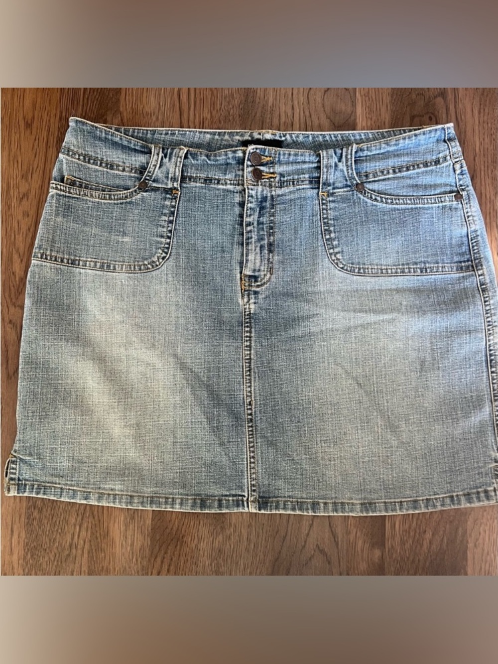 GAP Faded Light Blue Denim Mini Skirt
